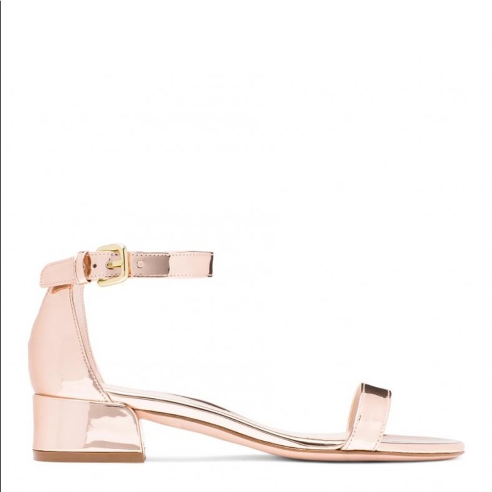 Stuart weitzman rose gold nudist low sandals